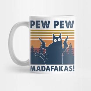 Cat Vintage PewPewPew Madafakas Cat Crazy Pew Vintage Mug